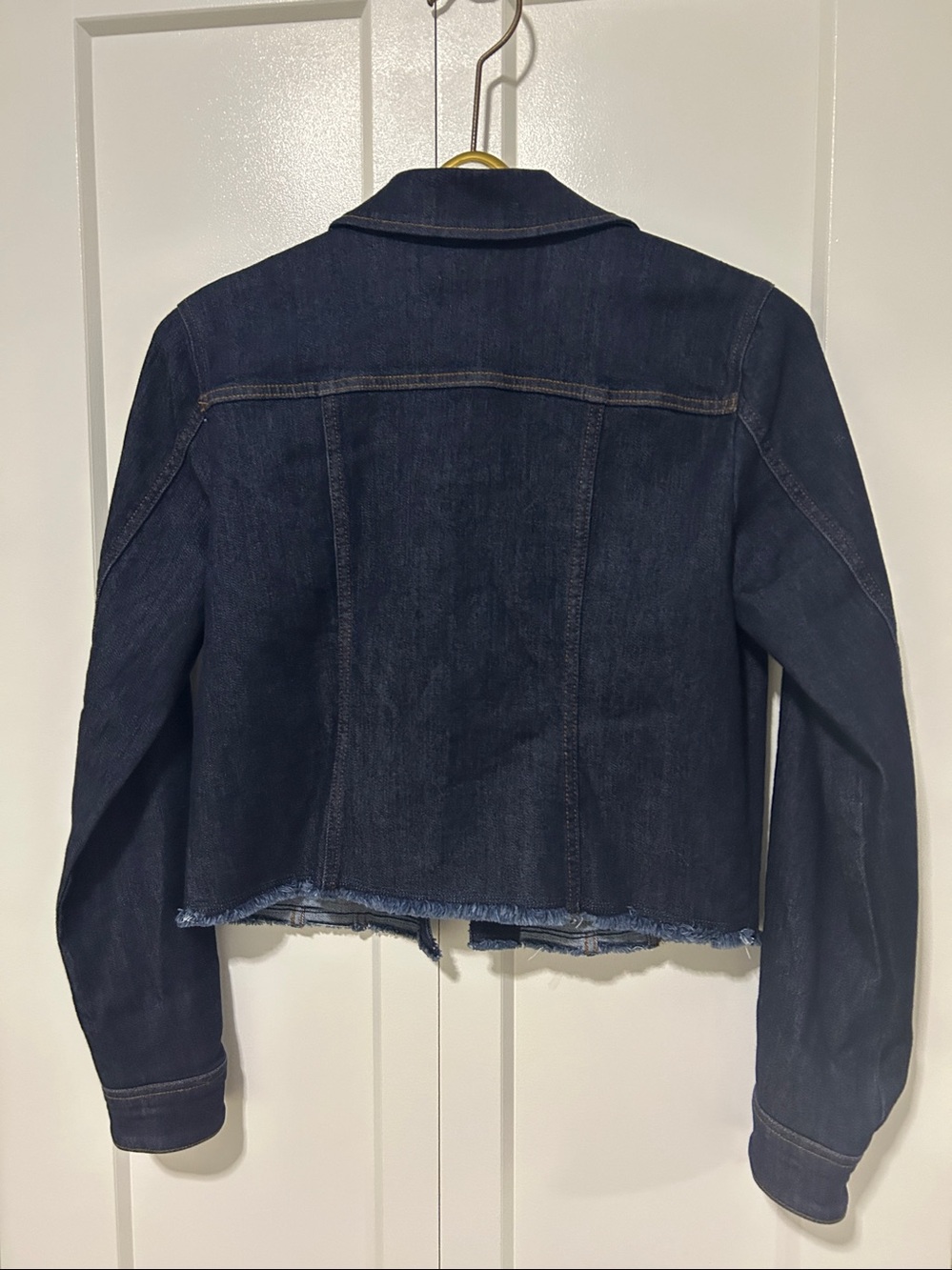 NWOT Susan Graver Stretch Denim Jacket with Unfinished Hem - Picture 3 of 11